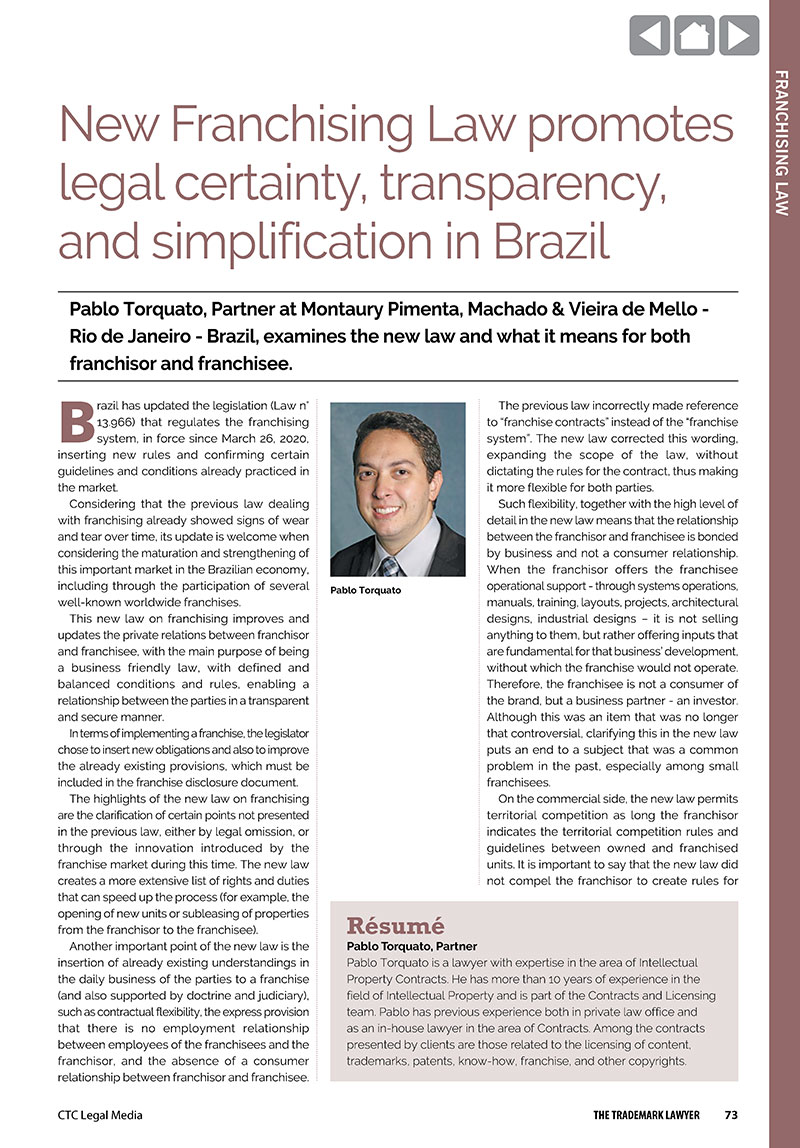 New Franchising Law promotes legal certainty, transparency, and simplification in Brazil